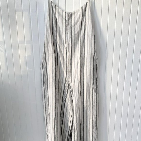 Boutique Vintage Cotton Linen Lucca Striped Pant Jumpsuit with Tie Back Size S - Picture 2 of 6